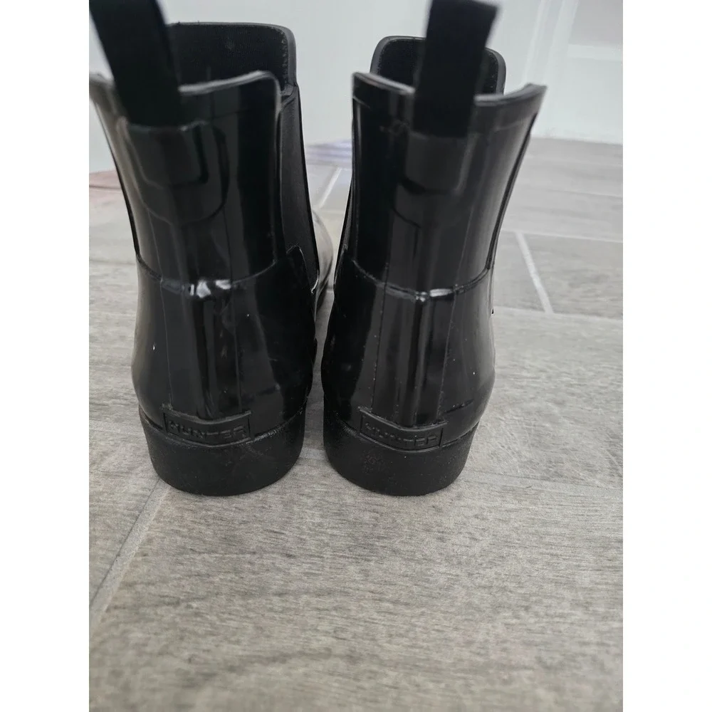 Hunter Original Refined Gloss Chelsea Boots Black Womens‎ 8 Ankle Rain